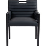 Aimee Vegan Leather Upholstered Dining Arm Chair in Black