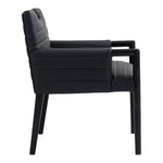 Aimee Vegan Leather Upholstered Dining Arm Chair in Black