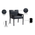 Aimee Vegan Leather Upholstered Dining Arm Chair in Black
