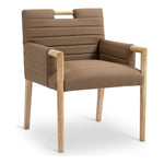 Aimee Vegan Leather Upholstered Dining Arm Chair in Brown