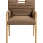 Aimee Vegan Leather Upholstered Dining Arm Chair in Brown