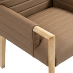Aimee Vegan Leather Upholstered Dining Arm Chair in Brown