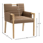 Aimee Vegan Leather Upholstered Dining Arm Chair in Brown
