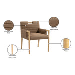 Aimee Vegan Leather Upholstered Dining Arm Chair in Brown
