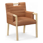 Aimee Vegan Leather Upholstered Dining Arm Chair in Cognac