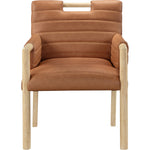 Aimee Vegan Leather Upholstered Dining Arm Chair in Cognac