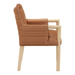 Aimee Vegan Leather Upholstered Dining Arm Chair in Cognac