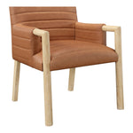 Aimee Vegan Leather Upholstered Dining Arm Chair in Cognac