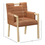 Aimee Vegan Leather Upholstered Dining Arm Chair in Cognac