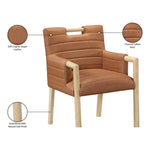 Aimee Vegan Leather Upholstered Dining Arm Chair in Cognac