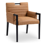 Aimee Vegan Leather Upholstered Dining Arm Chair in Cognac