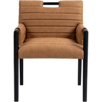 Aimee Vegan Leather Upholstered Dining Arm Chair in Cognac