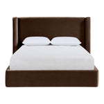 Kendall Velvet Upholstered Queen Bed in Brown