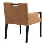 Aimee Vegan Leather Upholstered Dining Arm Chair in Cognac