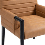 Aimee Vegan Leather Upholstered Dining Arm Chair in Cognac