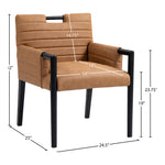 Aimee Vegan Leather Upholstered Dining Arm Chair in Cognac