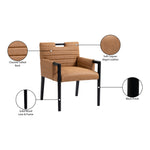 Aimee Vegan Leather Upholstered Dining Arm Chair in Cognac