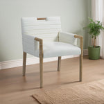 Aimee Vegan Leather Upholstered Dining Arm Chair in Cream