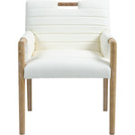 Aimee Vegan Leather Upholstered Dining Arm Chair in Cream