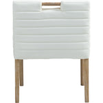 Aimee Vegan Leather Upholstered Dining Arm Chair in Cream