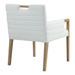 Aimee Vegan Leather Upholstered Dining Arm Chair in Cream