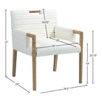 Aimee Vegan Leather Upholstered Dining Arm Chair in Cream