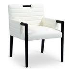 Aimee Vegan Leather Upholstered Dining Arm Chair in Cream