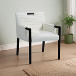 Aimee Vegan Leather Upholstered Dining Arm Chair in Cream