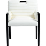 Aimee Vegan Leather Upholstered Dining Arm Chair in Cream