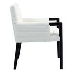 Aimee Vegan Leather Upholstered Dining Arm Chair in Cream