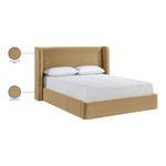 Kendall Velvet Upholstered Queen Bed in Camel