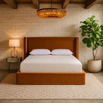 Kendall Velvet Upholstered Queen Bed in Cognac
