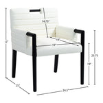 Aimee Vegan Leather Upholstered Dining Arm Chair in Cream