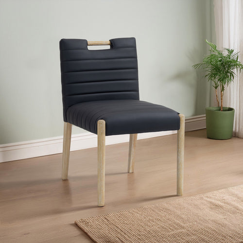Aimee Vegan Leather Upholstered Dining Side Chair in Black