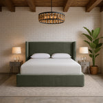 Kendall Velvet Upholstered Queen Bed in Green