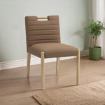 Aimee Vegan Leather Upholstered Dining Side Chair in Brown