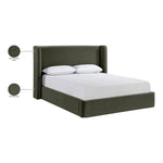 Kendall Velvet Upholstered Queen Bed in Green