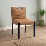 Aimee Vegan Leather Upholstered Dining Side Chair in Cognac