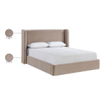 Kendall Velvet Upholstered Queen Bed in Taupe