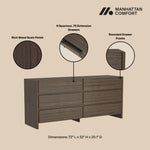 Linda 72" Dresser (6-Drawer) in Walnut Brown