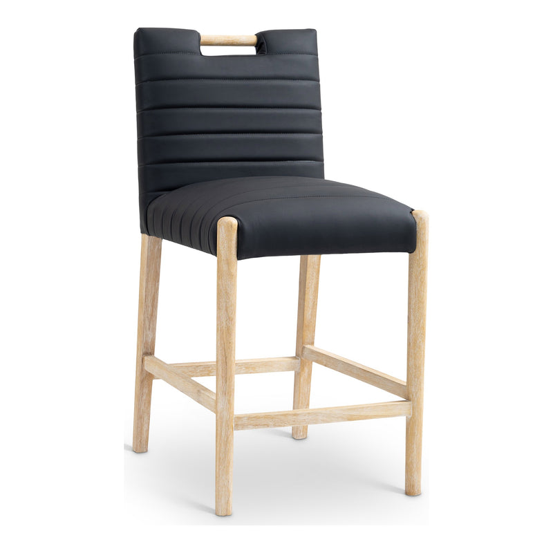 Aimee Vegan Leather Upholstered Counter Stool in Black