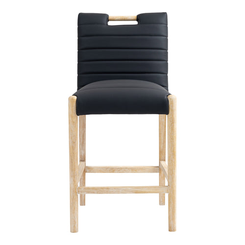 Aimee Vegan Leather Upholstered Counter Stool in Black