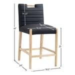 Aimee Vegan Leather Upholstered Counter Stool in Black
