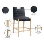 Aimee Vegan Leather Upholstered Counter Stool in Black