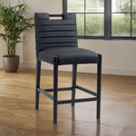 Aimee Vegan Leather Upholstered Counter Stool in Black