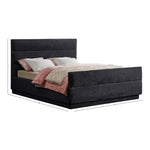 Paxton Chenille Fabric Upholstered King Bed (3 Boxes) in Black
