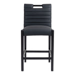 Aimee Vegan Leather Upholstered Counter Stool in Black
