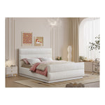 Paxton Chenille Fabric Upholstered King Bed (3 Boxes) in Cream