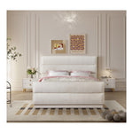 Paxton Chenille Fabric Upholstered King Bed (3 Boxes) in Cream