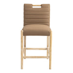 Aimee Vegan Leather Upholstered Counter Stool in Brown